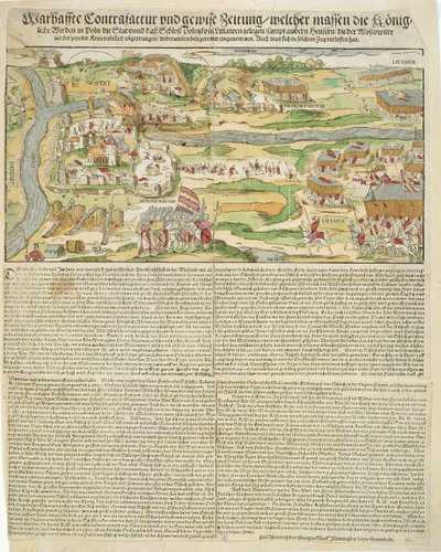 Vista del Asedio de Polotsk por Esteban Báthory (1533-86) en 1579 de Georg the elder Mack